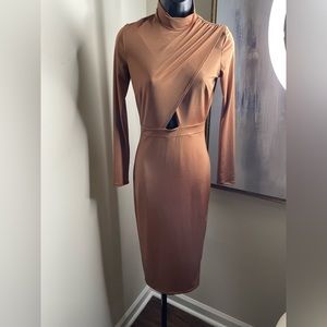 Skin tone silky brown dress